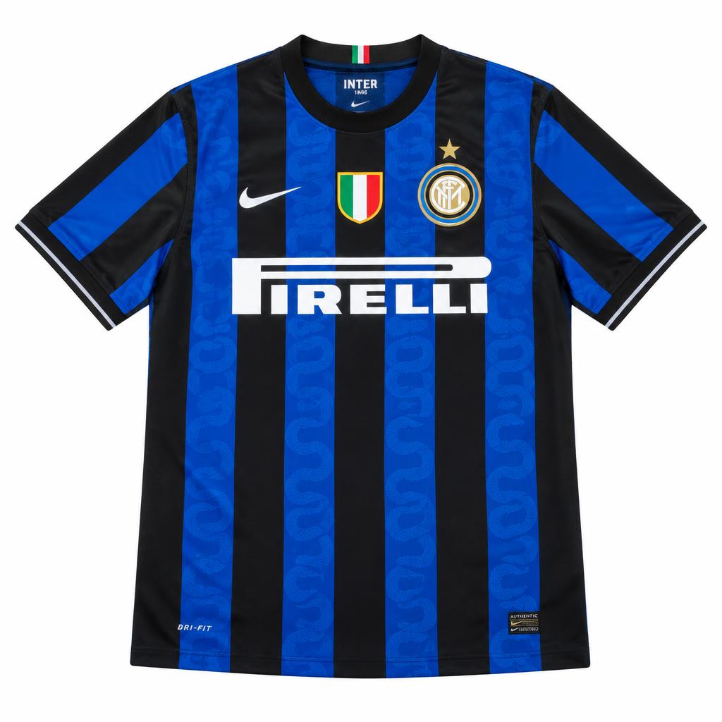 Inter Milan 2010/11 Home Retro Football Shirt — front view