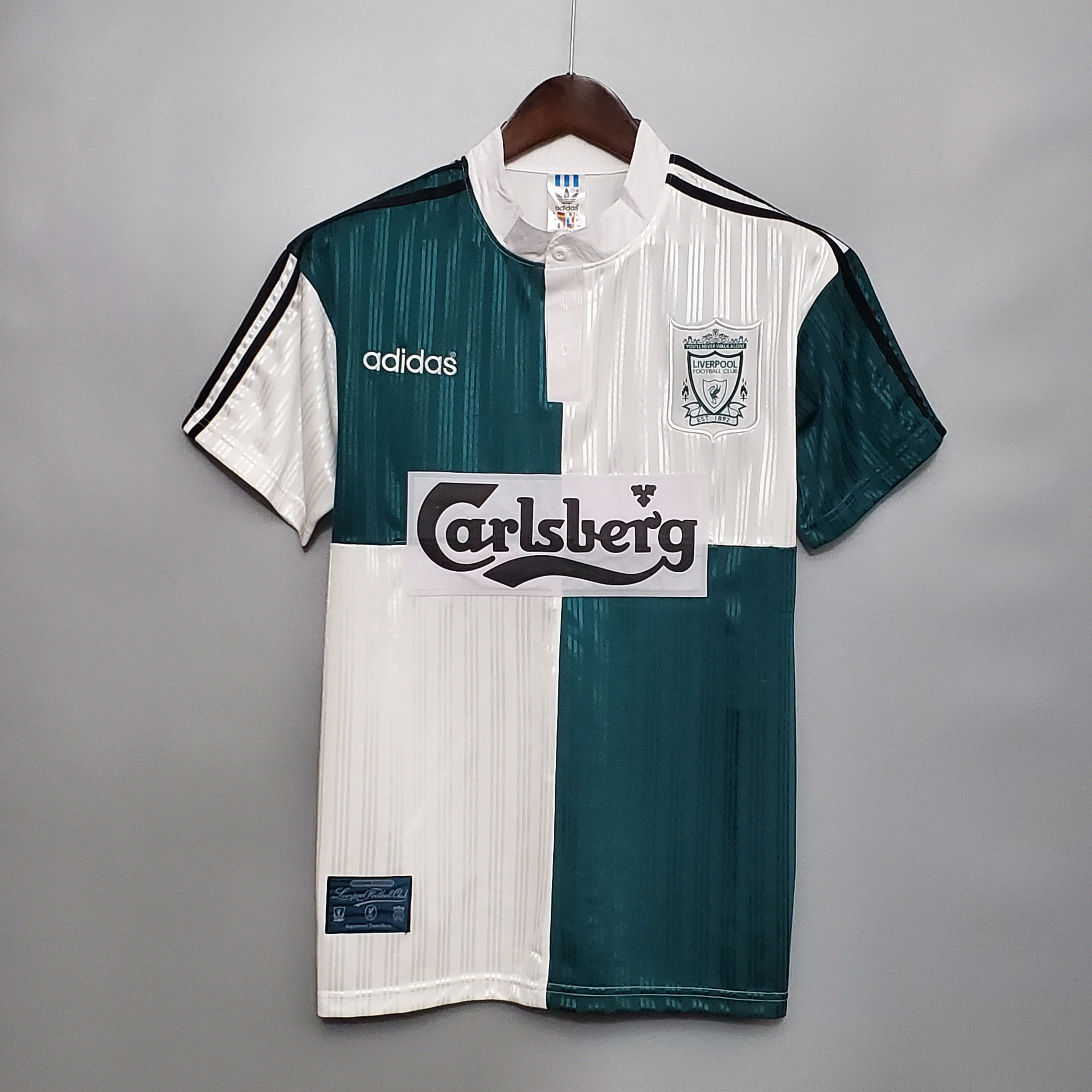 Liverpool 1995/96 Away Retro Football Shirt — front view